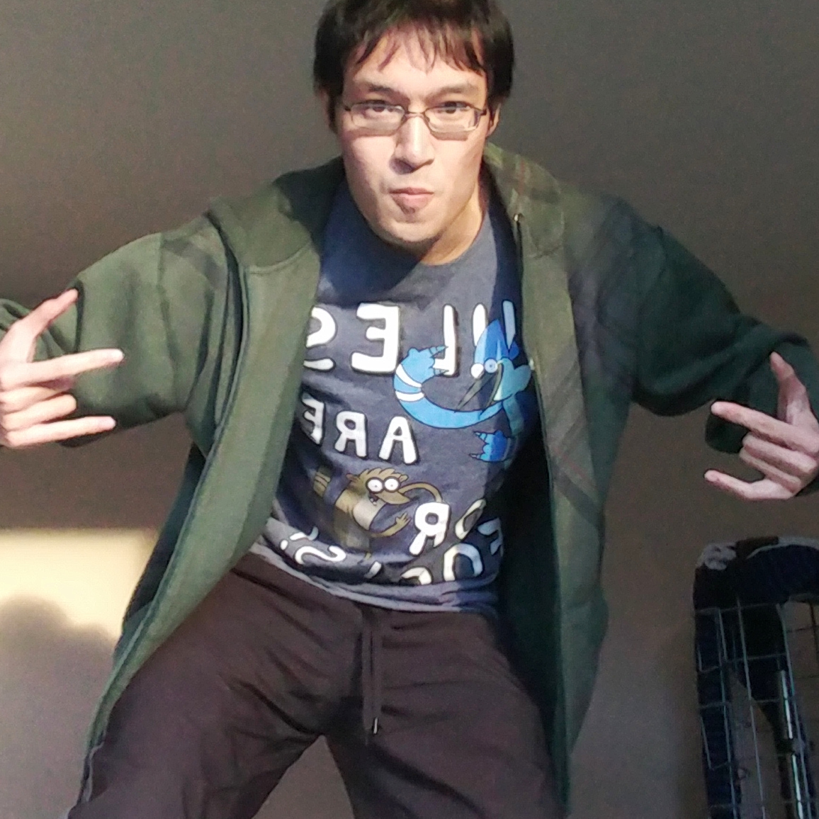 Chris doing a “gangsta” pose